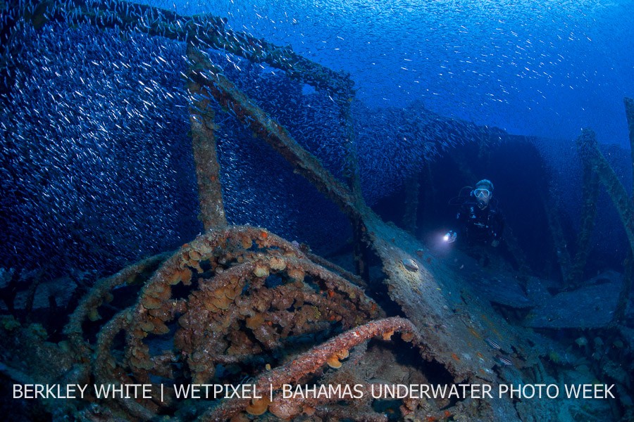 Wreck diving on Andros, Bahamas.