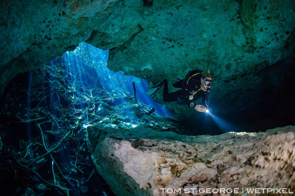 Cenotes are often connected to each other. Cenote Esmerald is on the cavern line at Cenote Tajma Ha.